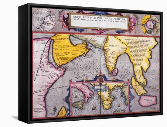 Map of Asia with a Superimposed Map of Europe, from 'Theatrum Orbis Terrarum', 1603-Abraham Ortelius-Framed Stretched Canvas