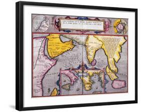 Map of Asia with a Superimposed Map of Europe, from 'Theatrum Orbis Terrarum', 1603-Abraham Ortelius-Framed Giclee Print