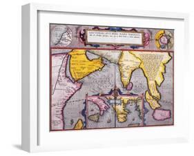 Map of Asia with a Superimposed Map of Europe, from 'Theatrum Orbis Terrarum', 1603-Abraham Ortelius-Framed Giclee Print