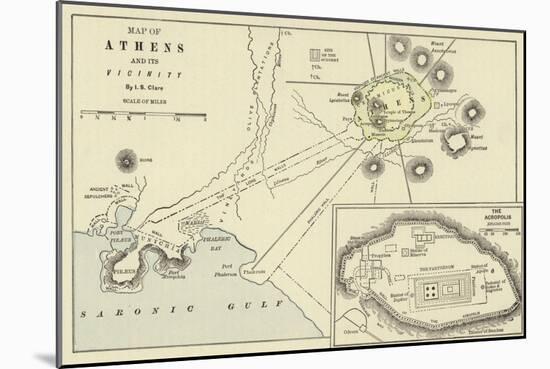 Map of Athens and its Vicinity; the Acropolis-null-Mounted Giclee Print