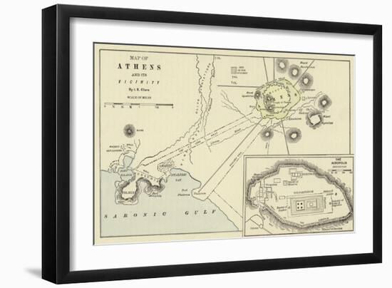 Map of Athens and its Vicinity; the Acropolis-null-Framed Premium Giclee Print