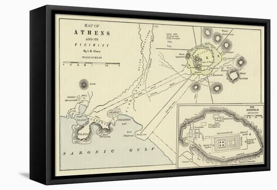 Map of Athens and its Vicinity; the Acropolis-null-Framed Stretched Canvas