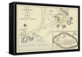 Map of Athens and its Vicinity; the Acropolis-null-Framed Stretched Canvas