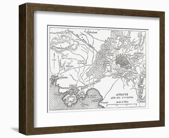 Map of Athens and Piraeus, Greece, Mid 19th Century from the Imperial Bible Dictionary-null-Framed Giclee Print