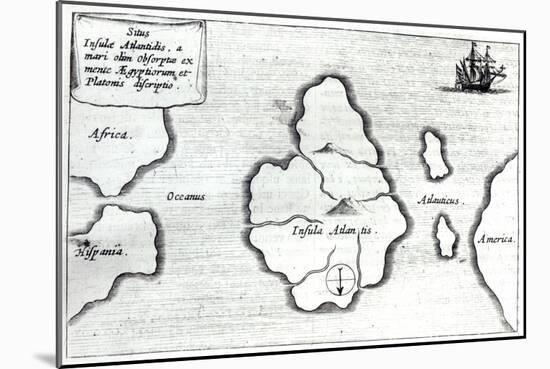 Map of Atlantis, from "Mundus Subterraneus", 1665-68-Athanasius Kircher-Mounted Giclee Print