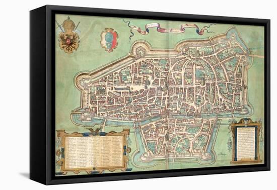 Map of Augsburg, from "Civitates Orbis Terrarum" by Georg Braun and Frans Hogenberg, circa 1572-Joris Hoefnagel-Framed Stretched Canvas