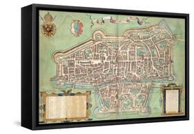 Map of Augsburg, from "Civitates Orbis Terrarum" by Georg Braun and Frans Hogenberg, circa 1572-Joris Hoefnagel-Framed Stretched Canvas