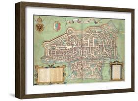 Map of Augsburg, from "Civitates Orbis Terrarum" by Georg Braun and Frans Hogenberg, circa 1572-Joris Hoefnagel-Framed Giclee Print