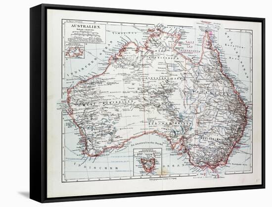 Map of Australia 1899-null-Framed Stretched Canvas