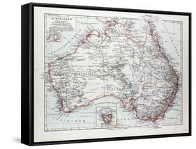 Map of Australia 1899-null-Framed Stretched Canvas