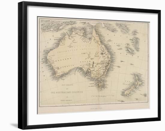 Map of Australia and New Zealand-null-Framed Photographic Print