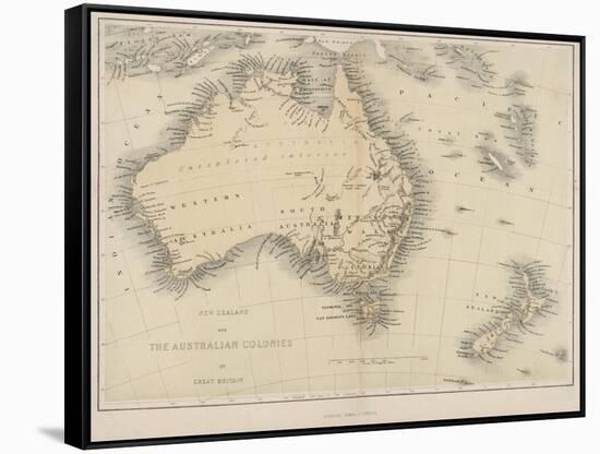 Map of Australia and New Zealand-null-Framed Stretched Canvas