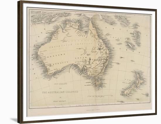 Map of Australia and New Zealand-null-Framed Premium Photographic Print