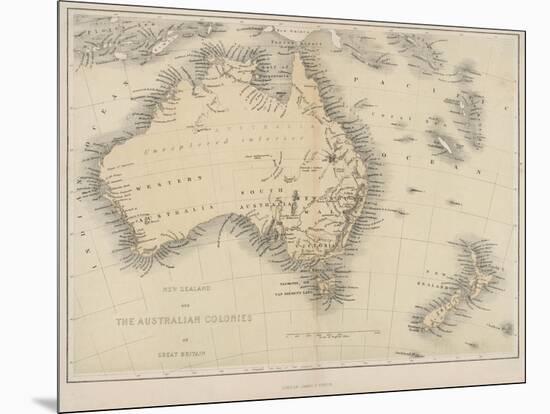 Map of Australia and New Zealand-null-Mounted Premium Photographic Print