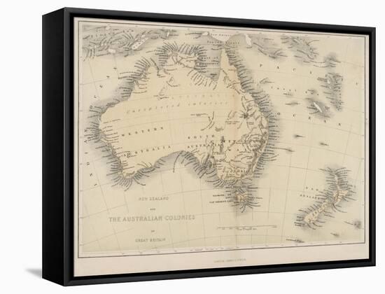 Map of Australia and New Zealand-null-Framed Stretched Canvas