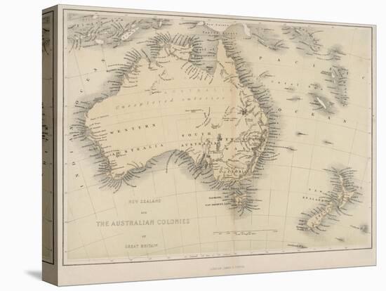 Map of Australia and New Zealand-null-Stretched Canvas