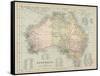 Map of Australia with Names of Counties-null-Framed Stretched Canvas