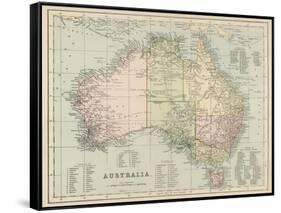 Map of Australia with Names of Counties-null-Framed Stretched Canvas