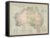 Map of Australia with Names of Counties-null-Framed Stretched Canvas