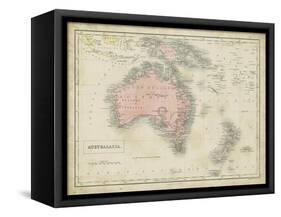 Map of Australia-Sidney Hall-Framed Stretched Canvas