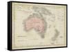 Map of Australia-Sidney Hall-Framed Stretched Canvas