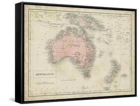 Map of Australia-Sidney Hall-Framed Stretched Canvas