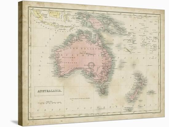 Map of Australia-Sidney Hall-Stretched Canvas