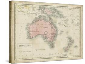 Map of Australia-Sidney Hall-Stretched Canvas