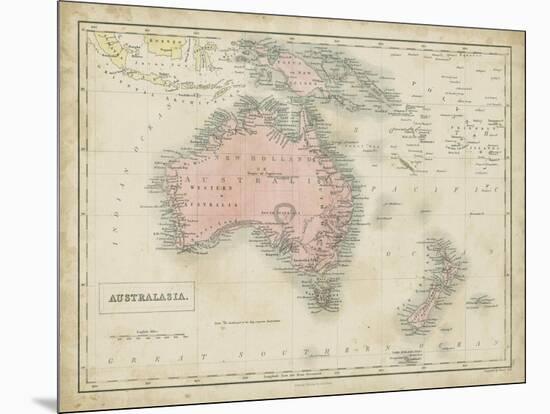 Map of Australia-Sidney Hall-Mounted Art Print