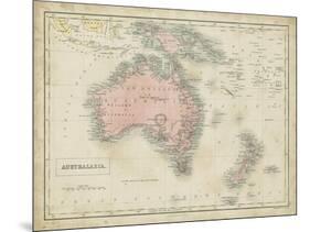 Map of Australia-Sidney Hall-Mounted Art Print