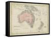 Map of Australia-Sidney Hall-Framed Stretched Canvas