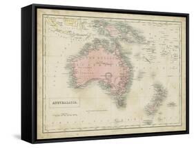 Map of Australia-Sidney Hall-Framed Stretched Canvas