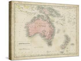 Map of Australia-Sidney Hall-Stretched Canvas