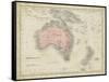 Map of Australia-Sidney Hall-Framed Stretched Canvas