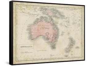 Map of Australia-Sidney Hall-Framed Stretched Canvas