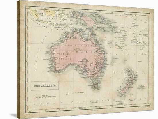 Map of Australia-Sidney Hall-Stretched Canvas