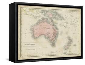 Map of Australia-Sidney Hall-Framed Stretched Canvas