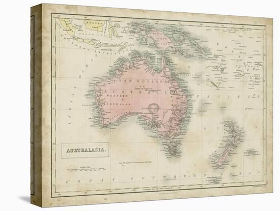 Map of Australia-Sidney Hall-Stretched Canvas