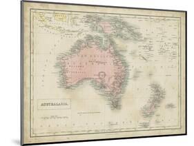 Map of Australia-Sidney Hall-Mounted Art Print