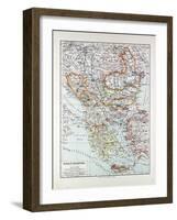 Map of Austria-Hungary Greece Serbia Bosnia and Herzegovina Romania Bulgaria Macedonia Montenegro a-null-Framed Giclee Print