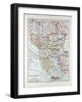 Map of Austria-Hungary Greece Serbia Bosnia and Herzegovina Romania Bulgaria Macedonia Montenegro a-null-Framed Giclee Print