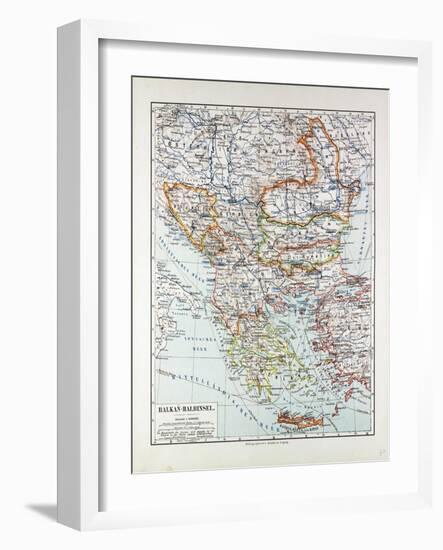 Map of Austria-Hungary Greece Serbia Bosnia and Herzegovina Romania Bulgaria Macedonia Montenegro a-null-Framed Giclee Print