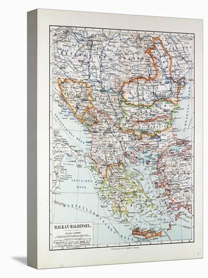 Map of Austria-Hungary Greece Serbia Bosnia and Herzegovina Romania Bulgaria Macedonia Montenegro a-null-Stretched Canvas