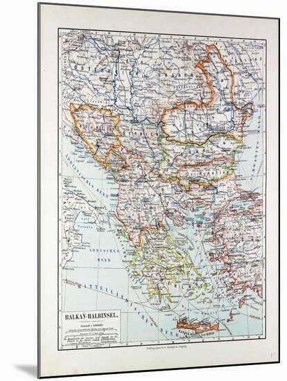 Map of Austria-Hungary Greece Serbia Bosnia and Herzegovina Romania Bulgaria Macedonia Montenegro a-null-Mounted Giclee Print