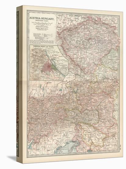 Map of Austria-Hungary, Western Part. Inset of Vienna (Wien) and Vicinity-Encyclopaedia Britannica-Stretched Canvas