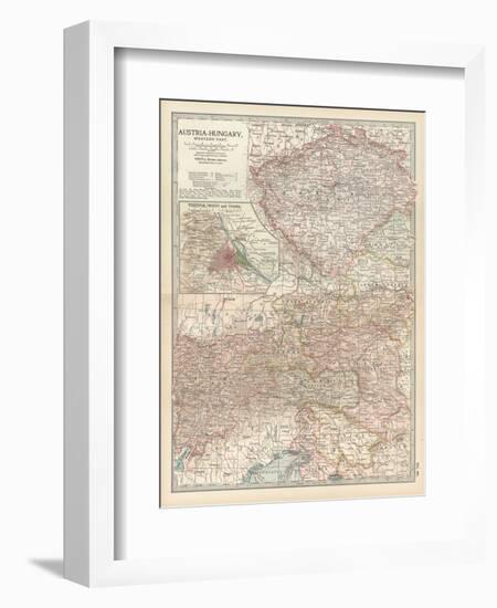 Map of Austria-Hungary, Western Part. Inset of Vienna (Wien) and Vicinity-Encyclopaedia Britannica-Framed Art Print