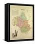 Map of Aveyron France-null-Framed Stretched Canvas