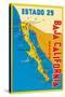 Map of Baja California, Mexico-null-Stretched Canvas