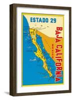 Map of Baja California, Mexico-null-Framed Art Print