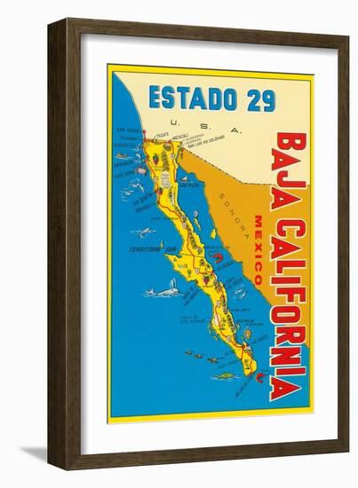 Map of Baja California, Mexico-null-Framed Art Print